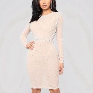 Elegant Cream Long Sleeve Dress